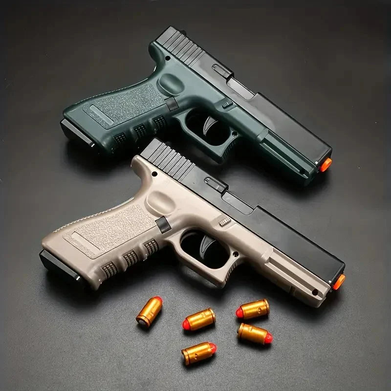 Glock Soft Bullet Shell Ejection Toy Gun Manual Plastic Gun With Cylincer Adult Kids Outdoor Toy