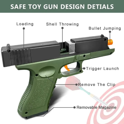 Glock Soft Bullet Shell Ejection Toy Gun Manual Plastic Gun With Cylincer Adult Kids Outdoor Toy