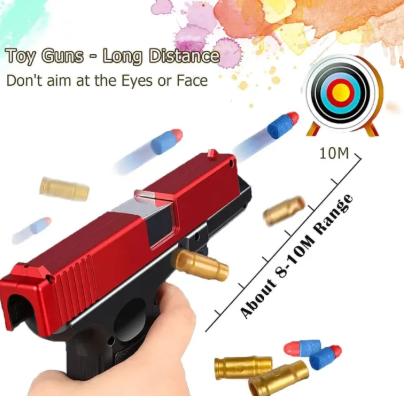 Glock Soft Bullet Shell Ejection Toy Gun Manual Plastic Gun With Cylincer Adult Kids Outdoor Toy